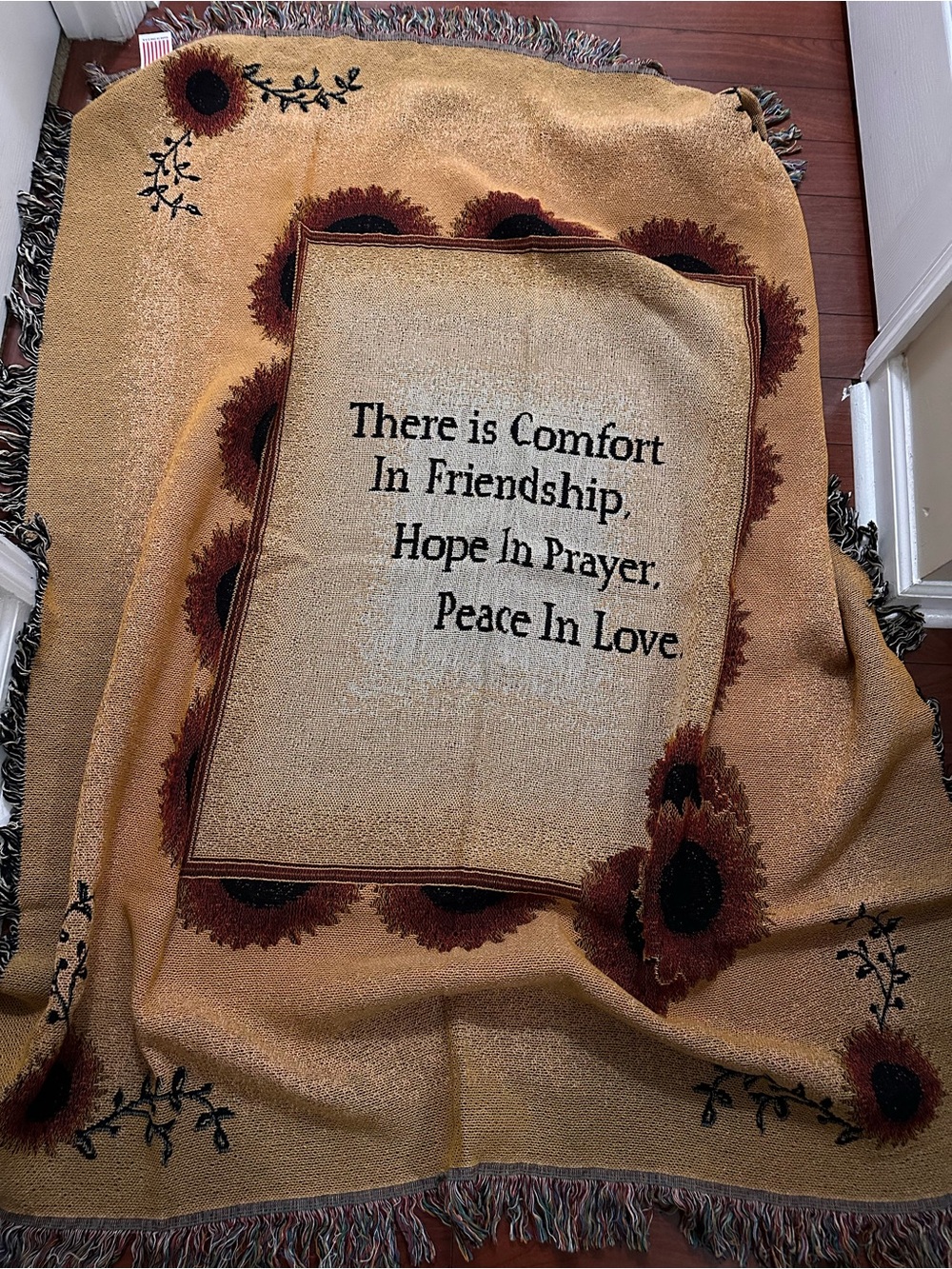 Inspirational Sunflower Throw Blanket - Golden Brown